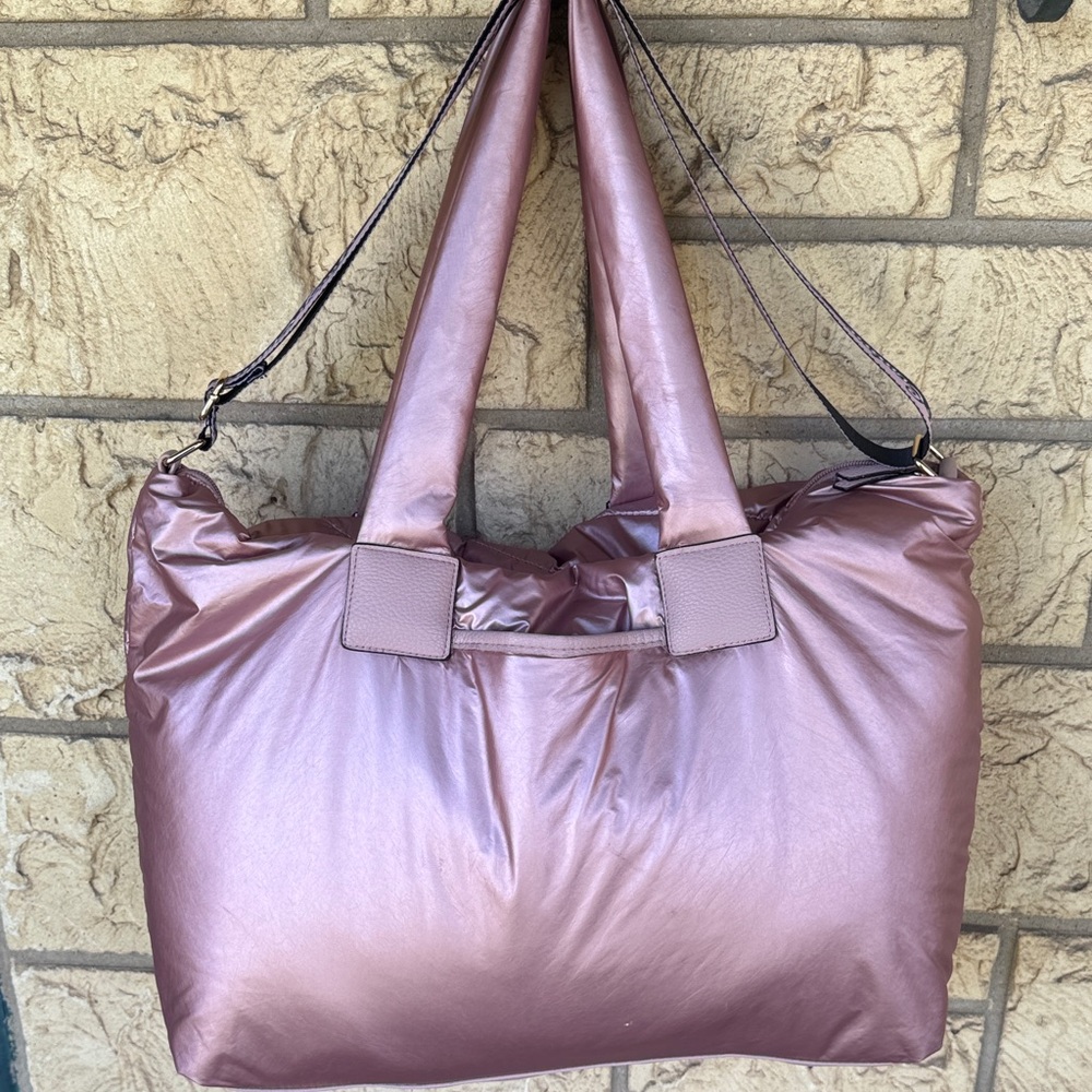 Juicy Couture Metallic Rose Quilted Tote Bag Snow Bunny Weekender Bag Luggage Lg - Picture 7 of 14